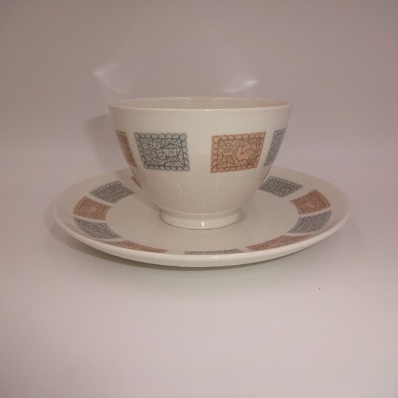 2 Pc Vintage Kokura Ware Milan Cream Tea Cup & Saucer Birds Houses 2106 Japan - Picture 4 of 7